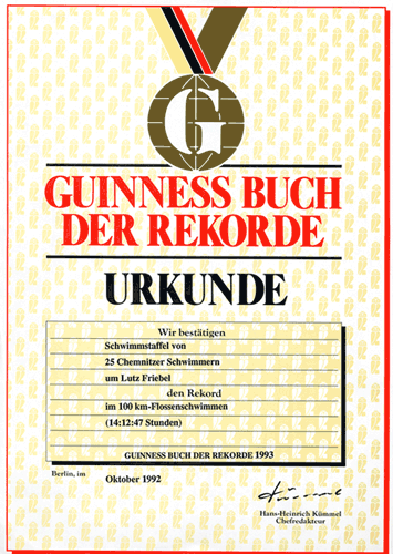 Urkunde Guinness Buch der Rekorde